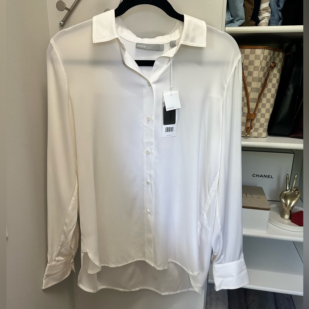 Vince | White Silk Button Down Blouse NWT